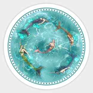 Synchronized Swimming Mermaids Sticker